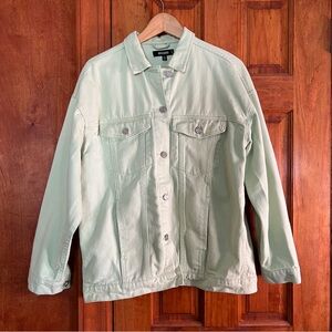 Missguided + Light Green Denim Jacket